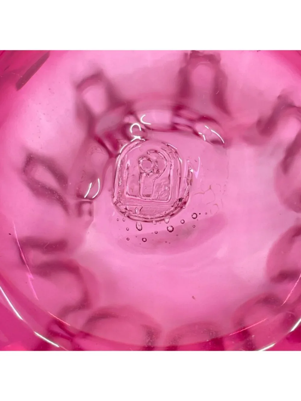 vintage pilgrim handblown art glass cranberry pink vase with ruffled edge design